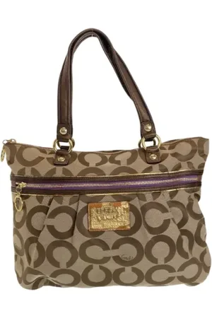 Coach Pre-owned, Kobieta, Beżowy, ONE SIZE, Pre-owned Canvas shoulder-bags