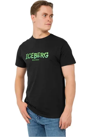 Iceberg Koszulki, Mężczyzna, Czarny, L, Plażowa Koszulka z Logo Czarna