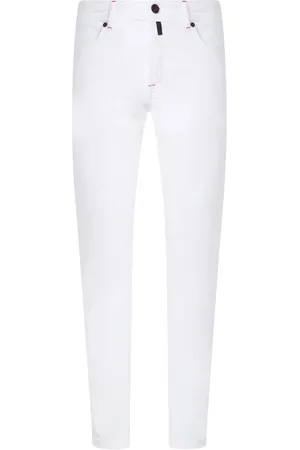 Kiton Jeansy, Mężczyzna, Biały, W34, Bawełna, Białe dżinsy bawełniane o kroju slim fit