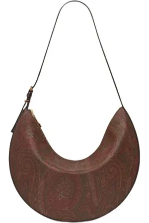 Etro Torebki, Kobieta, brązowy, ONE SIZE, Ikoniczna torba na ramię z wzorem Paisley i detalami skóry