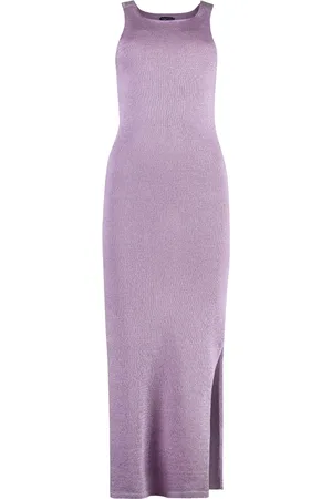Tom Ford Sukienki, Kobieta, Fioletowy, S, Dzianinowa sukienka z satynowymi detalami