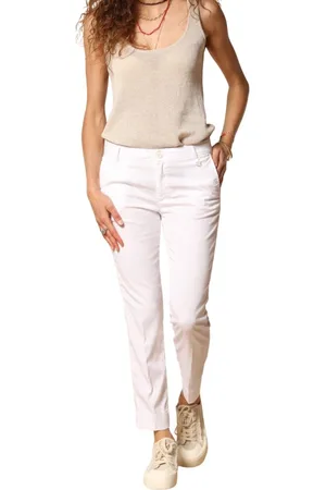 Masons Spodnie, Kobieta, Biały, XL, Eleganckie Białe Spodnie Chino Capri