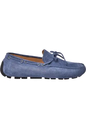 BALDININI Buty, Mężczyzna, Niebieski, 42 1/2 EU, Cerulean perforated suede loafer