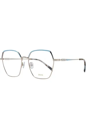 Emilio Pucci Akcesoria, Kobieta, Żółty, ONE SIZE, Złote Okulary Optyczne Damskie Kwadratowy Styl