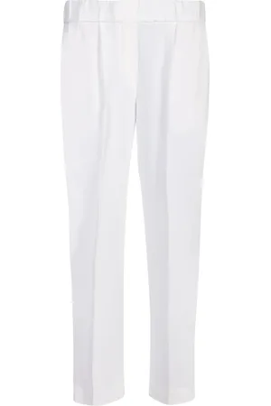 Brunello Cucinelli Spodnie, Kobieta, Biały, L, Białe Spodnie Slim-Fit z Jedwabiu