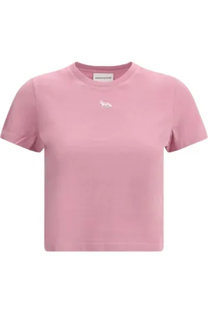 Maison Kitsuné Koszulki, Kobieta, Różowy, M, Baby Fox Cropped T-Shirt