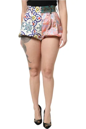 Dolce & Gabbana Szorty, Kobieta, Wielobarwność, XS, Wielokolorowe Szorty o Wysokim Stanie