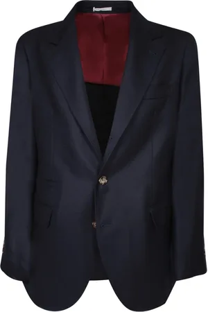 Brunello Cucinelli Kurtki, Mężczyzna, Niebieski, L, Kaszmir, Niebieski Klasyczny Blezer z Kaszmiru