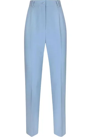 Dolce & Gabbana Spodnie, Kobieta, Niebieski, M, Wysokie niebieskie wełniane spodnie