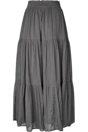Lollys Laundry Spódnice, Kobieta, Szary, 2XL, Diamondll Maxi Spódnica w Wypranym Czarnym