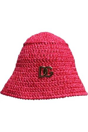 Dolce & Gabbana Akcesoria, Kobieta, Czerwony, ONE SIZE, Czerwony Szydełkowy Logo Bucket Hat