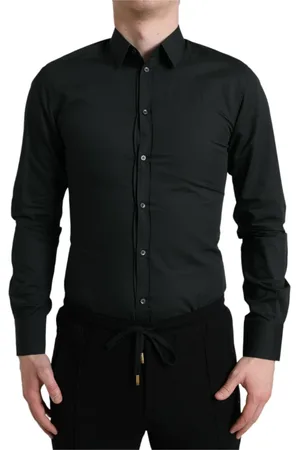 Dolce & Gabbana Koszule, Mężczyzna, Czarny, S, Bawełna, Elegancka Czarna Koszula z Jedwabną Mieszanką