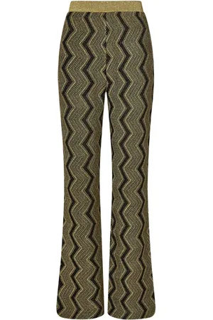 Missoni Spodnie, Kobieta, Żółty, M, Złote Spodnie Flare w Zigzag
