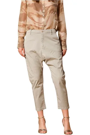 Masons Spodnie, Kobieta, Szary, XS, Bawełna, Eleganckie Spodnie Chino w Marchewkowym Fasonie