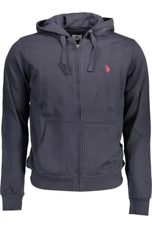 U.S. Polo Assn. Bluzy, Mężczyzna, Niebieski, 3XL, Niebieski Bluza z Kapturem i Zamkiem
