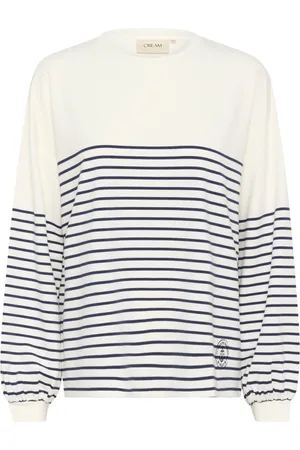 Cream Koszulki, Kobieta, Wielobarwność, S, Paski Sweter Snowwhite Navy Styl