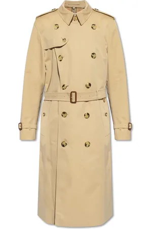 Burberry Płaszcze, Mężczyzna, Beżowy, L, Bawełna, Kensington Long Trench Coat