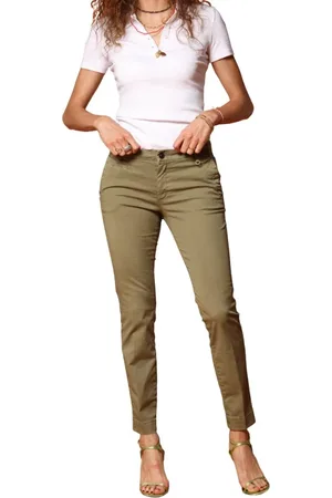 Masons Spodnie, Kobieta, Zielony, XL, Bawełna, Spodnie Chino Slim Fit z Gabardyny