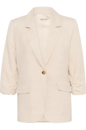 Cream Kurtki, Kobieta, Beżowy, 2XL, Klasyczna Marynarka Kurtka Natur