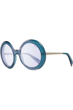 Emilio Pucci Akcesoria, Kobieta, Wielobarwność, ONE SIZE, Turkusowe Okulary Przeciwsłoneczne Okrągła Soczewka