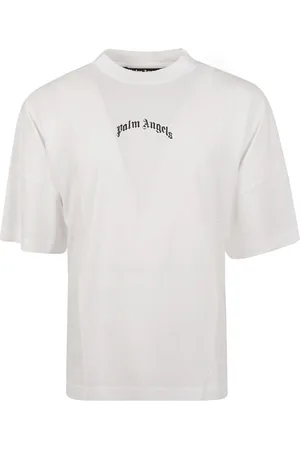 Palm Angels Koszulki, Mężczyzna, Biały, XS, Czarne T-shirty i Pola z Tyłem Zgiętym Logo