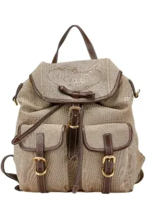 Prada Pre-owned, unisex, Beżowy, ONE SIZE, Pre-owned Canvas backpacks