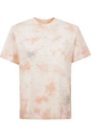 Des Phemmes Koszulki, Kobieta, Wielobarwność, S, Bawełniana koszulka z nadrukiem tie dye i ozdobami
