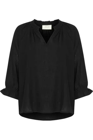 Cream Bluzki, Kobieta, Czarny, XL, Czarna Bluzka z ¾ Rękawami