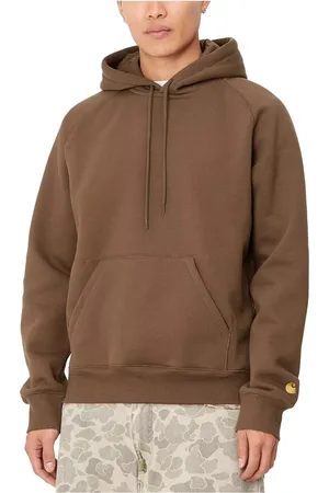 Carhartt Bluzy, Mężczyzna, brązowy, XL, Bawełna, Bluza Hooded Chase w kolorze Chocolate Gold