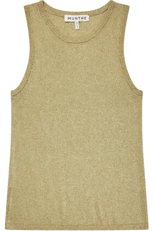 Munthe Koszulki, Kobieta, Żółty, XL, Elegancki Top z Glimmerem Złoto