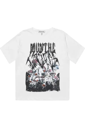 Munthe Koszulki, Kobieta, Biały, L, Graficzny T-shirt Luźny Biały Bluzka