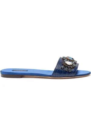 Dolce & Gabbana Buty, Kobieta, Niebieski, 37 EU, Sandały z kryształkami