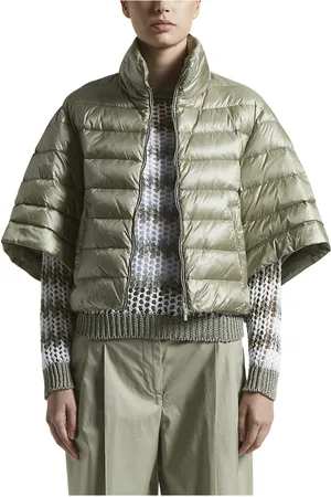 PESERICO SIGN Kurtki, Kobieta, Zielony, 2XS, Nylon, Kurtka puchowa z krótkimi rękawami