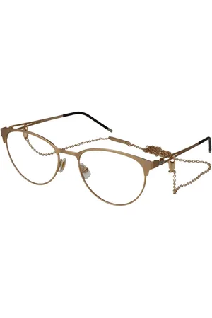 HUGO BOSS Akcesoria, Kobieta, Żółty, ONE SIZE, Złote Okulary Optyczne Damskie Panto Okulary