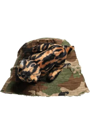 Dolce & Gabbana Akcesoria, Mężczyzna, Wielobarwność, 60 CM, Leopard Wide Brim Bucket Hat