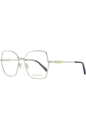 Emilio Pucci Akcesoria, Kobieta, Żółty, ONE SIZE, Złote Okulary Optyczne Damskie Styl Motyla