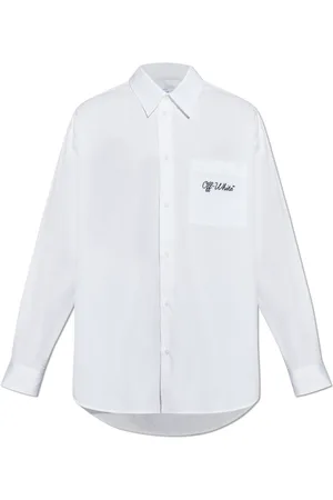 OFF-WHITE Koszule, Mężczyzna, Biały, L, Bawełna, Koszula z Logo