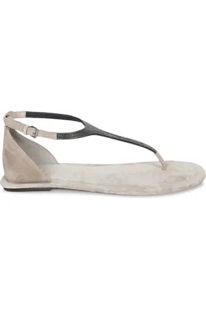 Brunello Cucinelli Buty, Kobieta, Beżowy, 38 EU, Zamsz, Beżowe Sandały zamszowe z detalami Monile