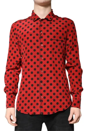 Dolce & Gabbana Koszule, Mężczyzna, Czerwony, M, Czerwona jedwabna koszula w kropki
