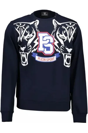 Philipp Plein Bluzy, Mężczyzna, Niebieski, M, Bawełna, Niebieski Sweter z Kontrastami Stylowy Sportowy Wygląd