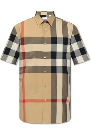 Burberry Koszule, Mężczyzna, Beżowy, M, Koszula ze wzorem w kratę