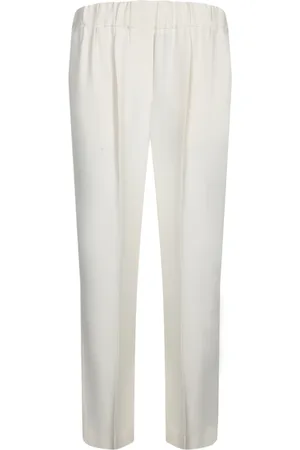 Brunello Cucinelli Spodnie, Kobieta, Biały, L, Białe spodnie o wysokim staniku Elegancki styl