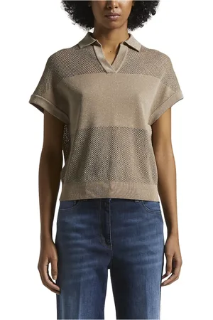 PESERICO SIGN Swetry, Kobieta, brązowy, XL, Bawełna, Czysta bawełna krepa tricot polo