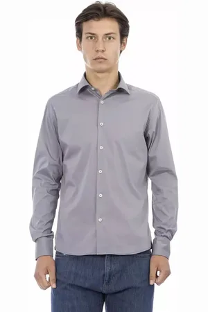 BALDININI Koszule, Mężczyzna, Szary, L, Włoska Koszula Slim Fit