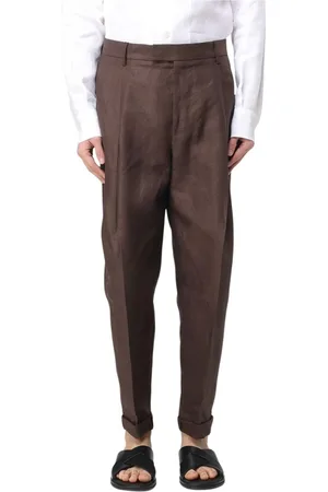 Dolce & Gabbana Spodnie, Mężczyzna, brązowy, S, Brązowe lniane spodnie casual