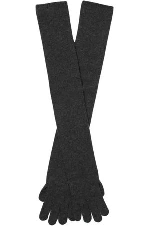 Max Mara Akcesoria, Kobieta, Szary, ONE SIZE, Luksusowe Długie Rękawiczki z Wełny