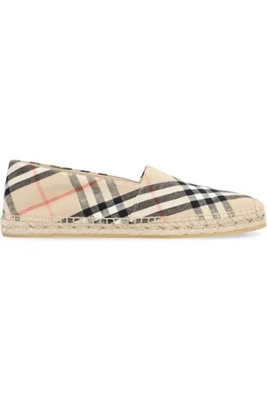 Burberry Buty, Mężczyzna, Beżowy, 42 EU, Espadryle lniane z motywem kratki