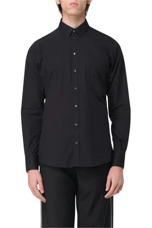 Dolce & Gabbana Koszule, Mężczyzna, Czarny, L, Koszula z haftowanym logo dla mężczyzn