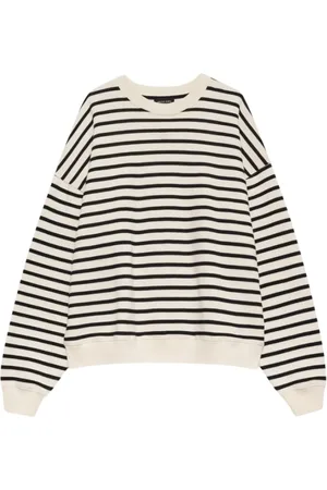 ANINE BING Bluzy, Kobieta, Beżowy, S, Czarny Pasiasty French Terry Sweatshirt