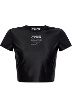 VERSACE Koszulki, Kobieta, Czarny, 2XS, T-shirt z nadrukiem